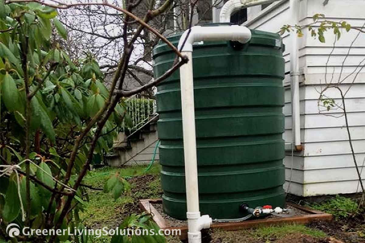 Stormwater Planning Systems - rain-catching cistern on side of a house